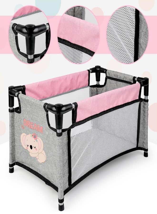 deAO Baby Doll Accessories Baby Doll Playset Furniture Set Baby Doll Crib High Chair Diaper Bag Nursery Playset Pretend Play Role Play Set Christmas Birthday Gifts for Kids Girls Boys - Image 4